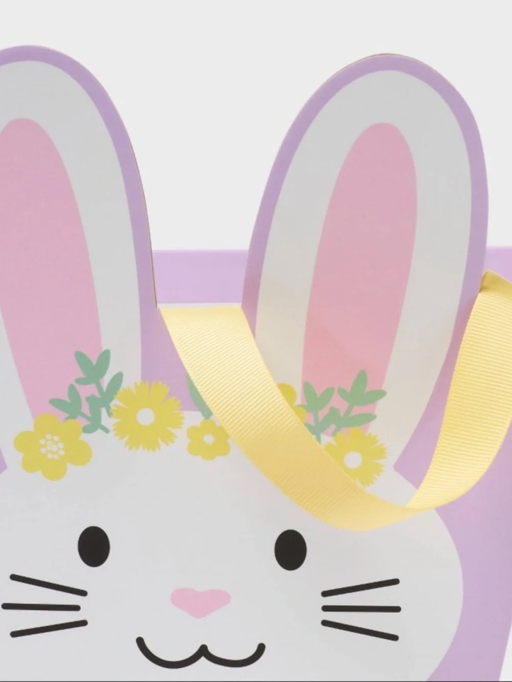 Purple Bunny Easter Basket with Yellow Ribbon Handle 9.2